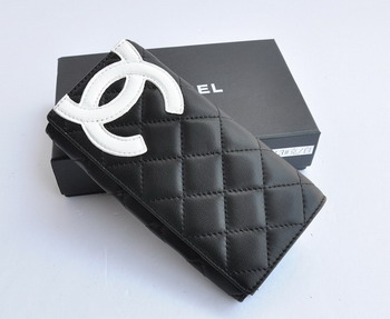 Fake Chanel Leather Wallet Large Fold 164 Black on White Online